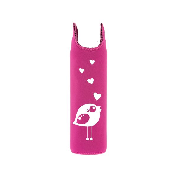 Pink neoprene sleeve for water bottle